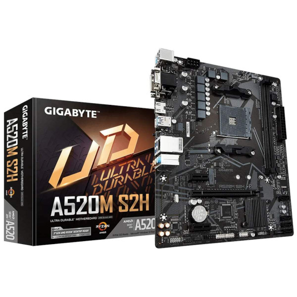 Placa-mãe Gigabyte A520m S2h, Micro Atx, Soquete Am4, 2xddr4 64gb, 1x D-sub, 1x Dvi-d, 1x Hdmi, 4x Usb 3.2, 2x Usb 2.0